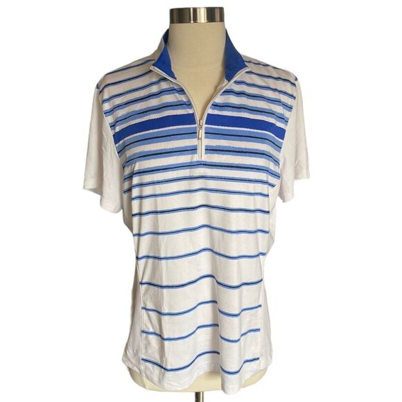 Tail White Label - Blue Stripe 1/4 Zip Top Women's Size Large - Picture 2 of 11